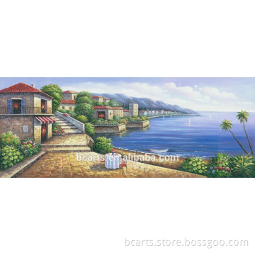Beautiful village scenery oil painting decoration on wall